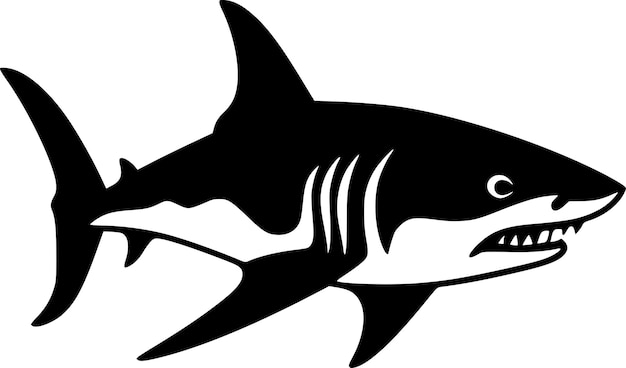 Shark Black and White Isolated Icon Vector illustration