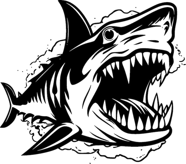 Vector shark black and white isolated icon vector illustration