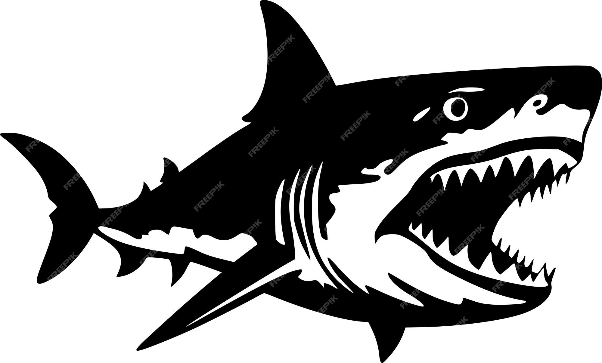 Premium Vector | Shark Black and White Vector illustration