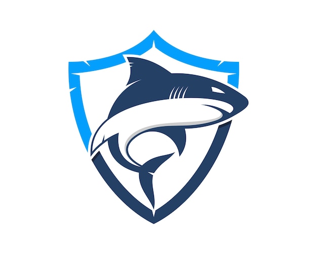 青い盾のサメのロゴ