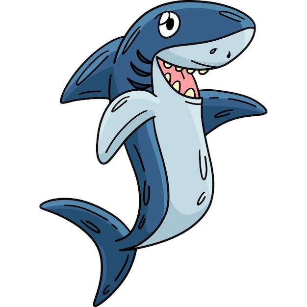 Vector shark cartoon colored clipart illustration