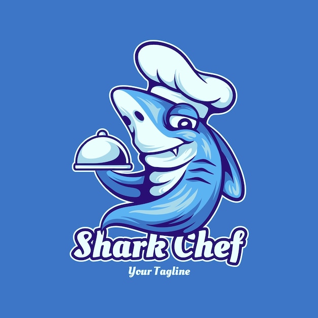 Vector shark chef character logo