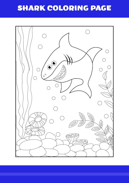 아이들을 위한 상어 색칠 페이지 휴식과 명상을 위한 상어 색칠 공부