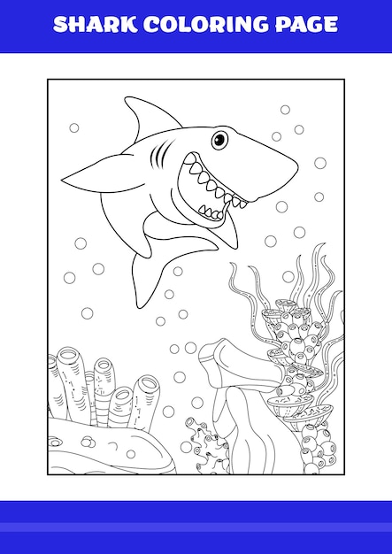 Shark Coloring Page for kids Shark coloring book for relax and meditation