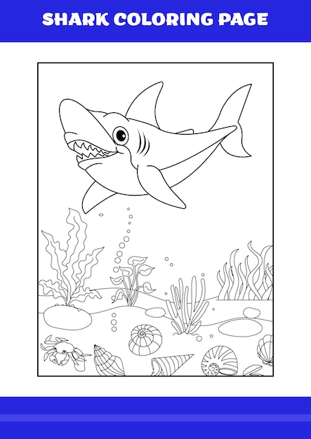 Shark Coloring Page for kids Shark coloring book for relax and meditation