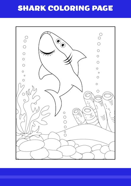 Shark Coloring Page for kids Shark coloring book for relax and meditation