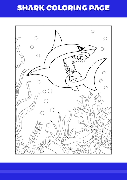 Shark Coloring Page for kids Shark coloring book for relax and meditation