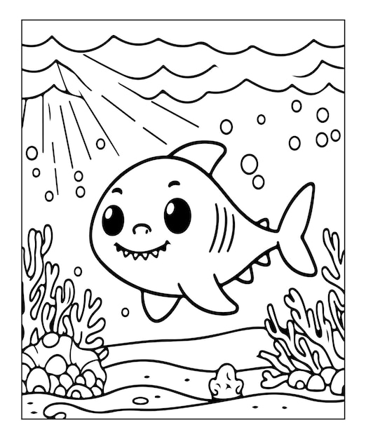 Vettore pagina da colorare per squali per bambini