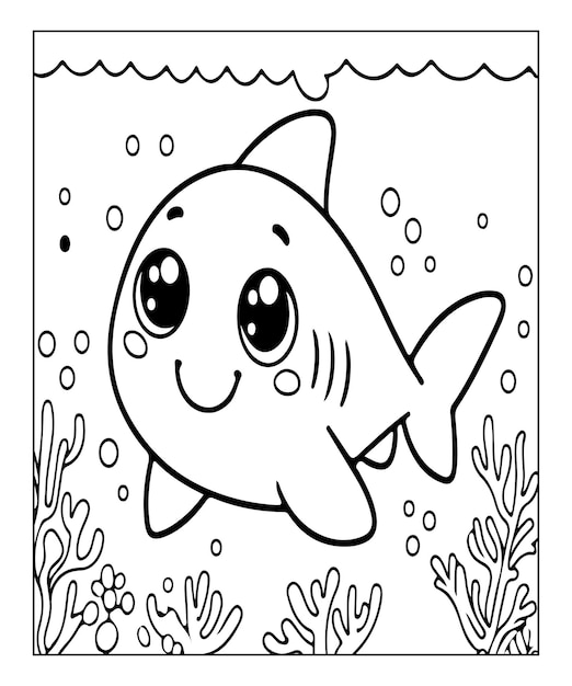 shark coloring page for kids