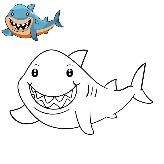 Shark coloring page for simple design or coloring books educationxAshark line art