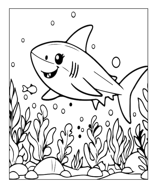 Vector shark coloring page