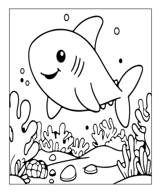 Vector shark coloring page