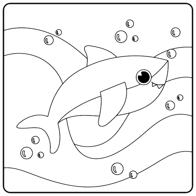 Vector shark coloring pages for kids premium vector