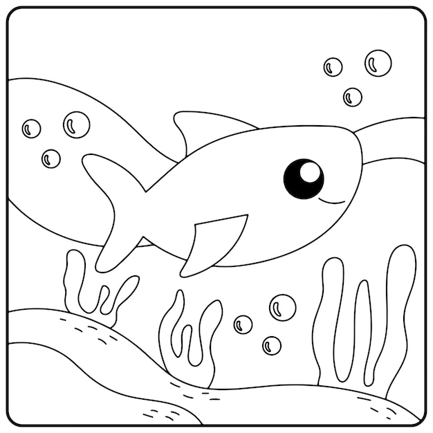 Shark Coloring Pages For Kids Premium Vector