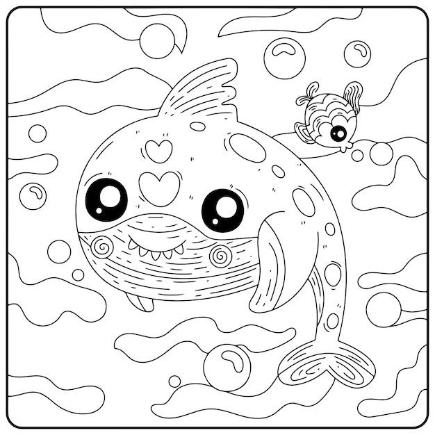 shark coloring pages for kids premium vector
