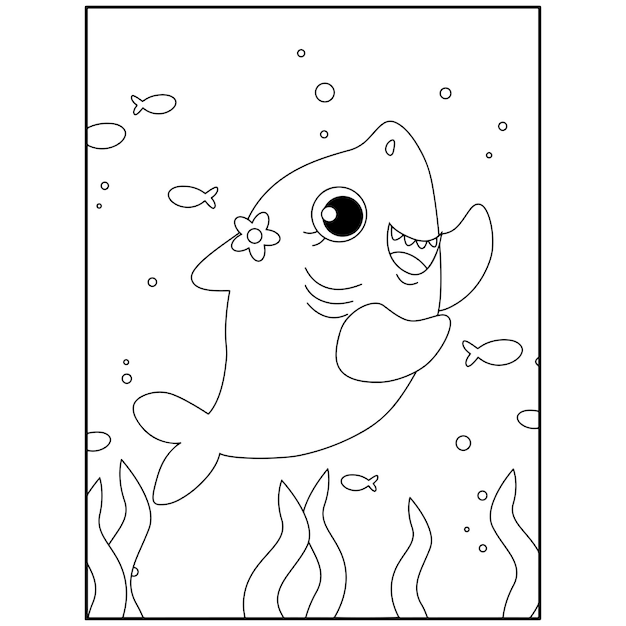 Shark coloring pages for kids premium vector