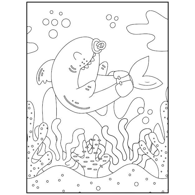 Shark coloring pages for kids premium vector