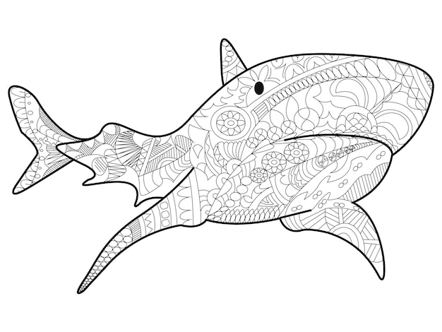 Shark Coloring vector for adults