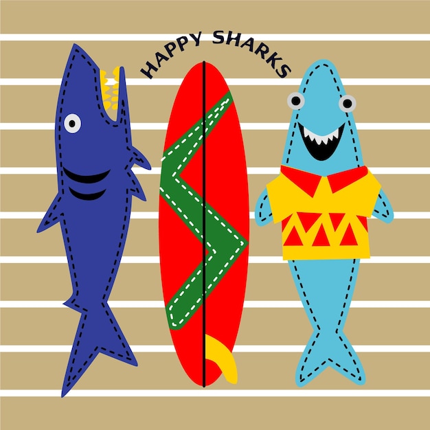 shark community design cartoon vector illustration