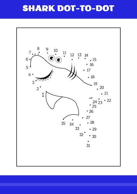 Shark는 점을 연결합니다. 어린이를 위한 페이지 Shark는 휴식과 명상을 위한 점을 연결합니다.