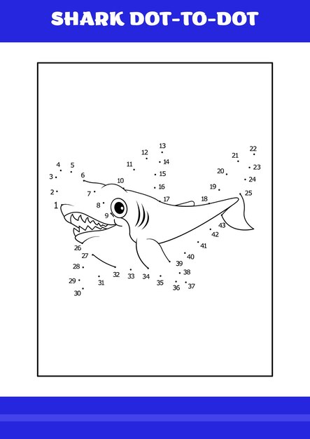 Shark connects the dot Page for kids Shark connects the dot book for relax and meditation