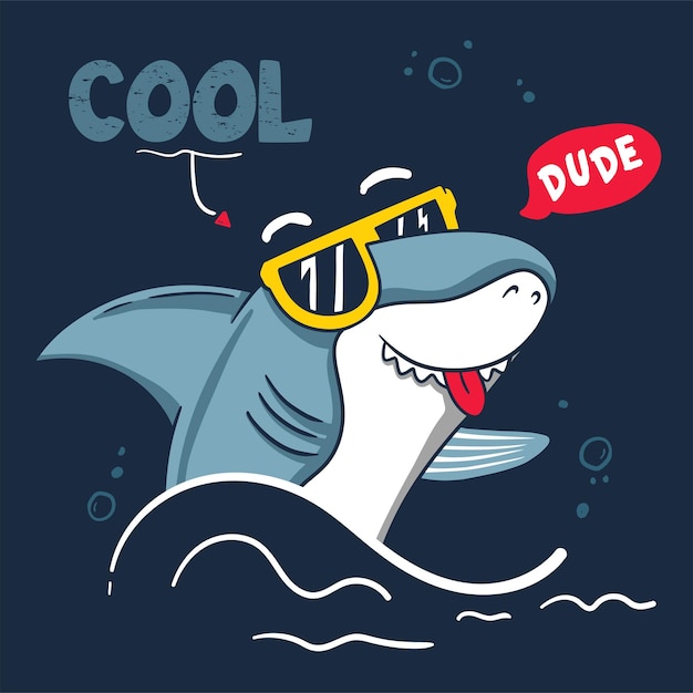 Vector shark cool dude vector clip art illustration