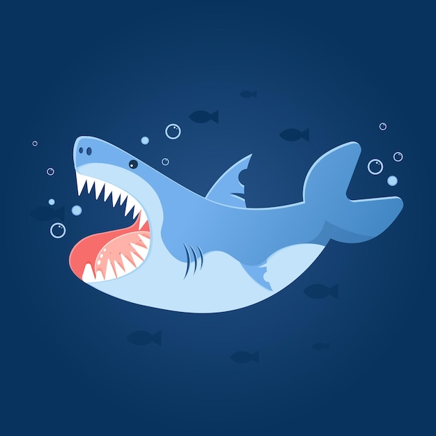 shark.cute cartoon shark.vector illustration.