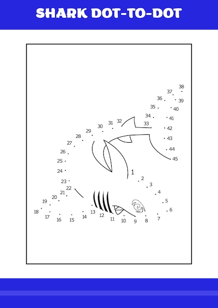 Shark dot to dot Page for kids Shark dot to dot book for relax and meditation