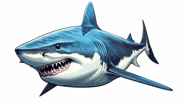 Shark drawing isolated on white background