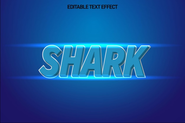 Редактируемый текстовый эффект акулы 3-мерное тиснение в современном стиле