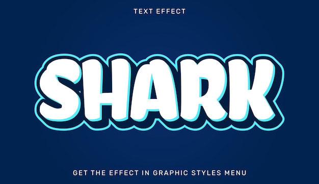 Редактируемый текстовый эффект акулы в 3d стиле Текстовая эмблема для рекламы логотипа брендинга