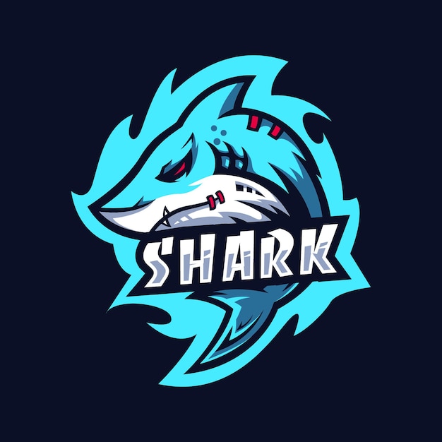 Vector shark esport logo ontwerpsjabloon