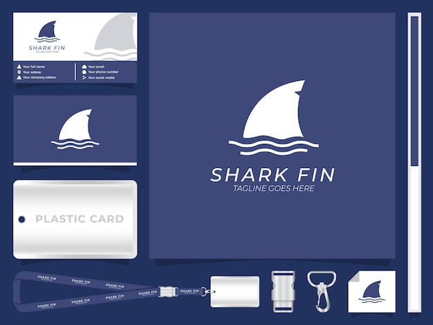 Shark Fin monogram logo with company business stationery template