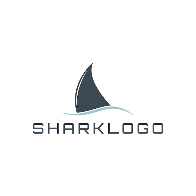 Vector shark fin over water simple logo symbol