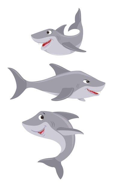 Shark fish vector clip art set