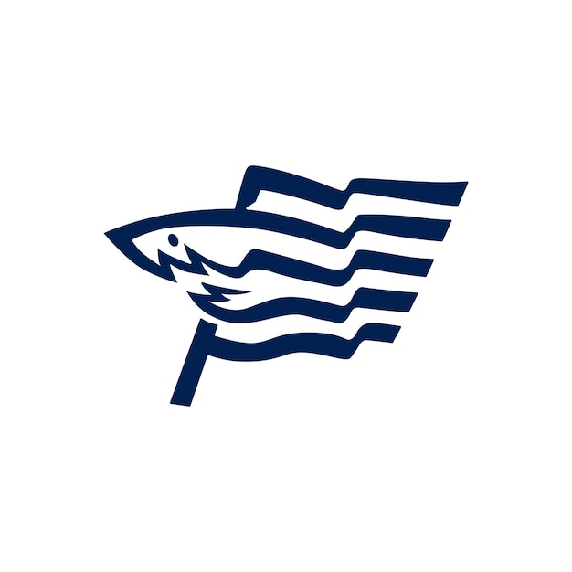 Illustrazione dell'icona vettoriale del logo della bandiera dello squalo