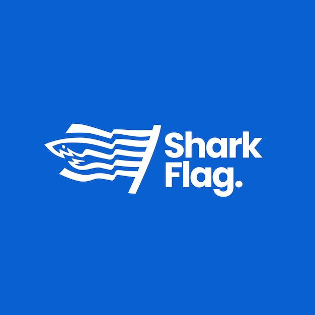 Shark flag logo vector icon illustration