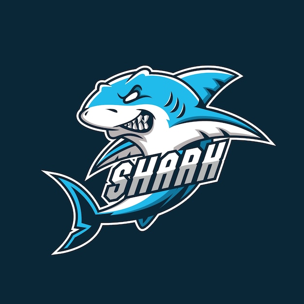 Shark gaming mascotte-logo op marineachtergrond