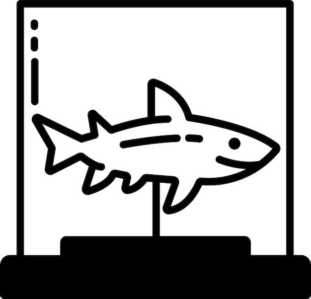 Vector shark glyph and line vector illustration