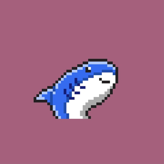 Shark head in pixel art style