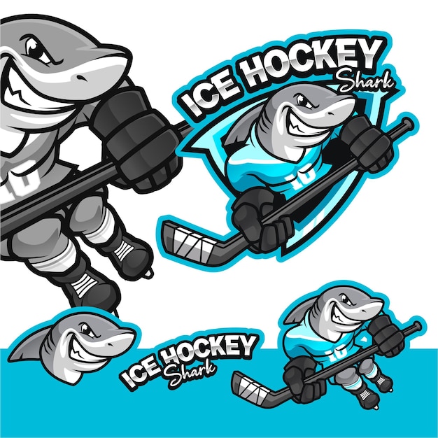 Shark Ice Hockey Logo Mascot Cartoon Character