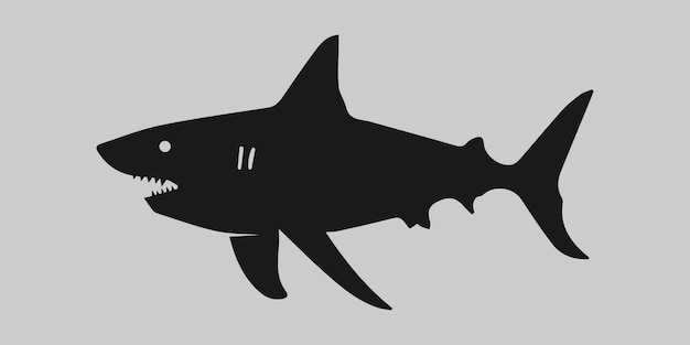 Icona di squalo vettore su sfondo grigio