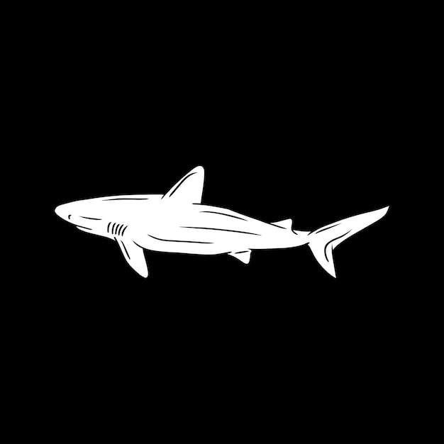 Vector shark illustration made in classic handmade style