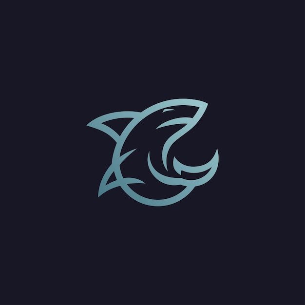 Shark Line Art Logo Design