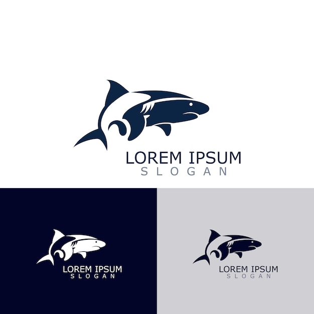 Shark Logo animal sea design icon vector silhouette template