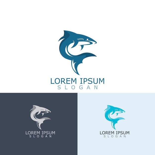Акула Логотип животных морской дизайн иконка векторный силуэт шаблон