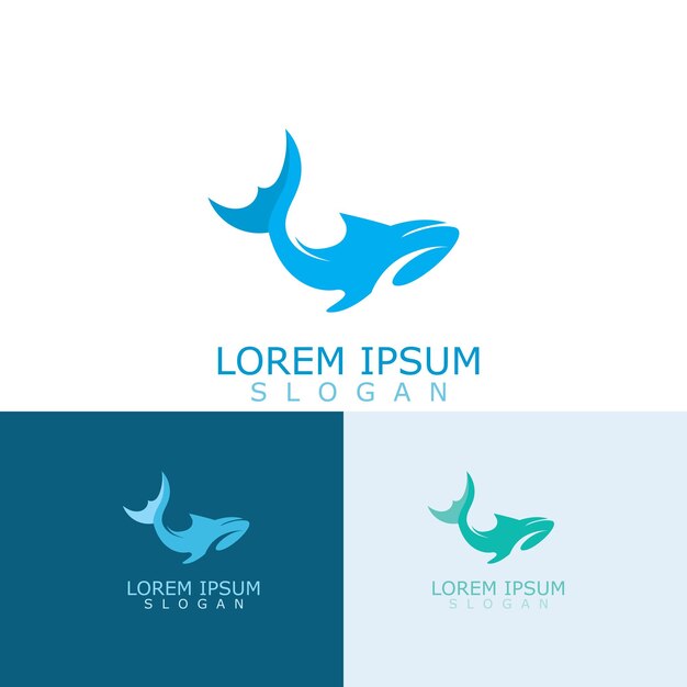 Shark Logo animal sea design icon vector silhouette template