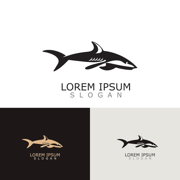 Shark Logo animal sea design icon vector silhouette template