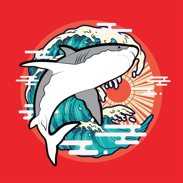 shark logo icon for ocean organization