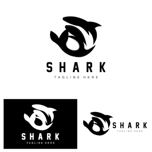 Logo squalo pesce selvatico illustrazione vettoriale ocean predator product brand design icon